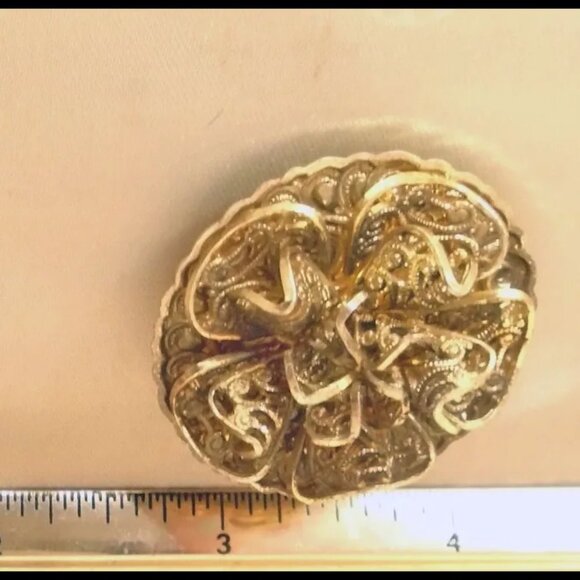 Vintage Scarf Clip Slide for Dress, Hat Western Germany Antique Filigree Finish - Picture 5 of 14